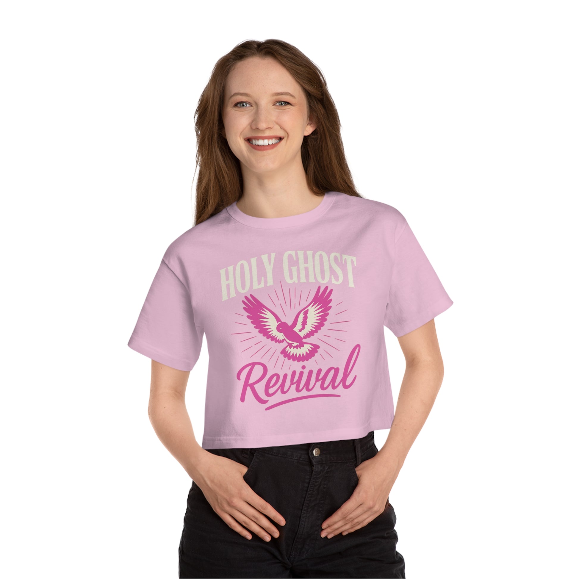 Cropped T-Shirt - Holy Ghost Revival - Pink