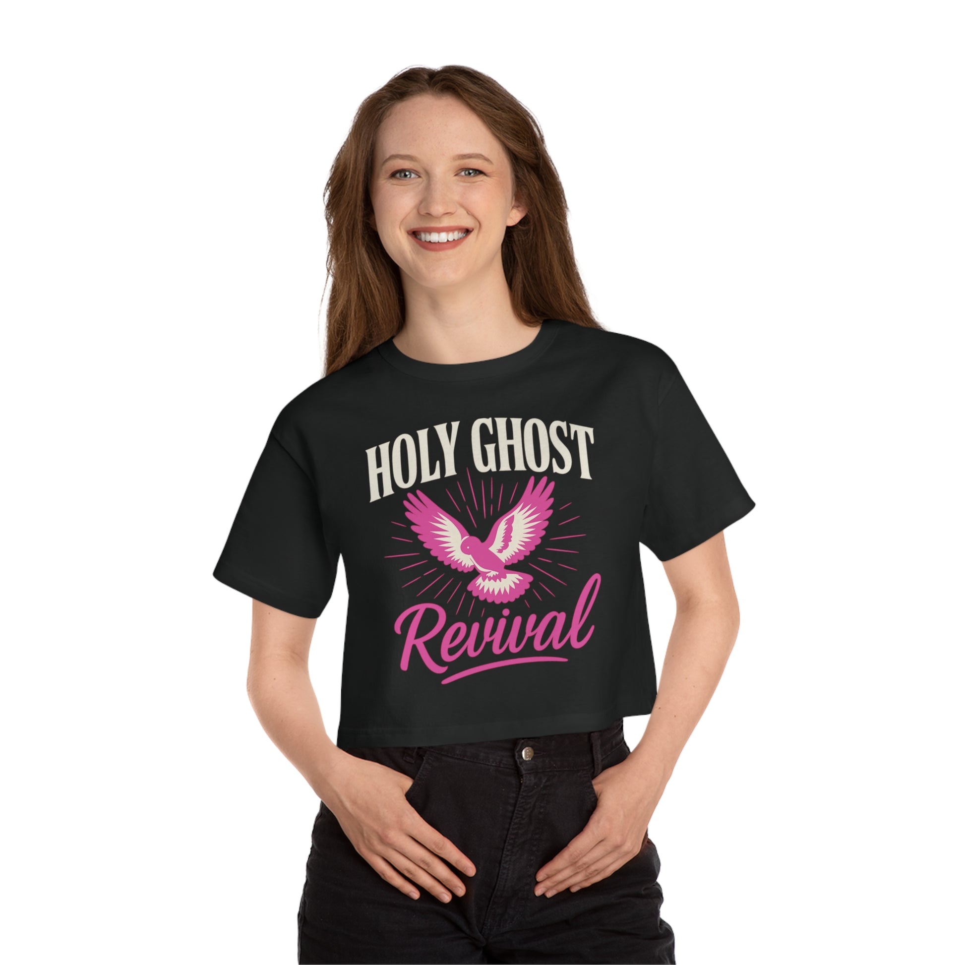 Cropped T-Shirt - Holy Ghost Revival - Pink